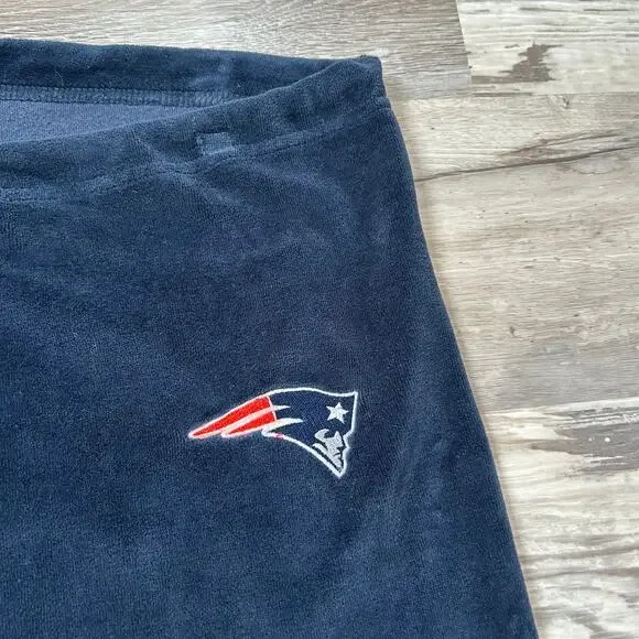 Vintage Y2K NFL For Her Lounge Pants Patriots Logo Velour Navy Blue Size Large - Picture 2 of 6